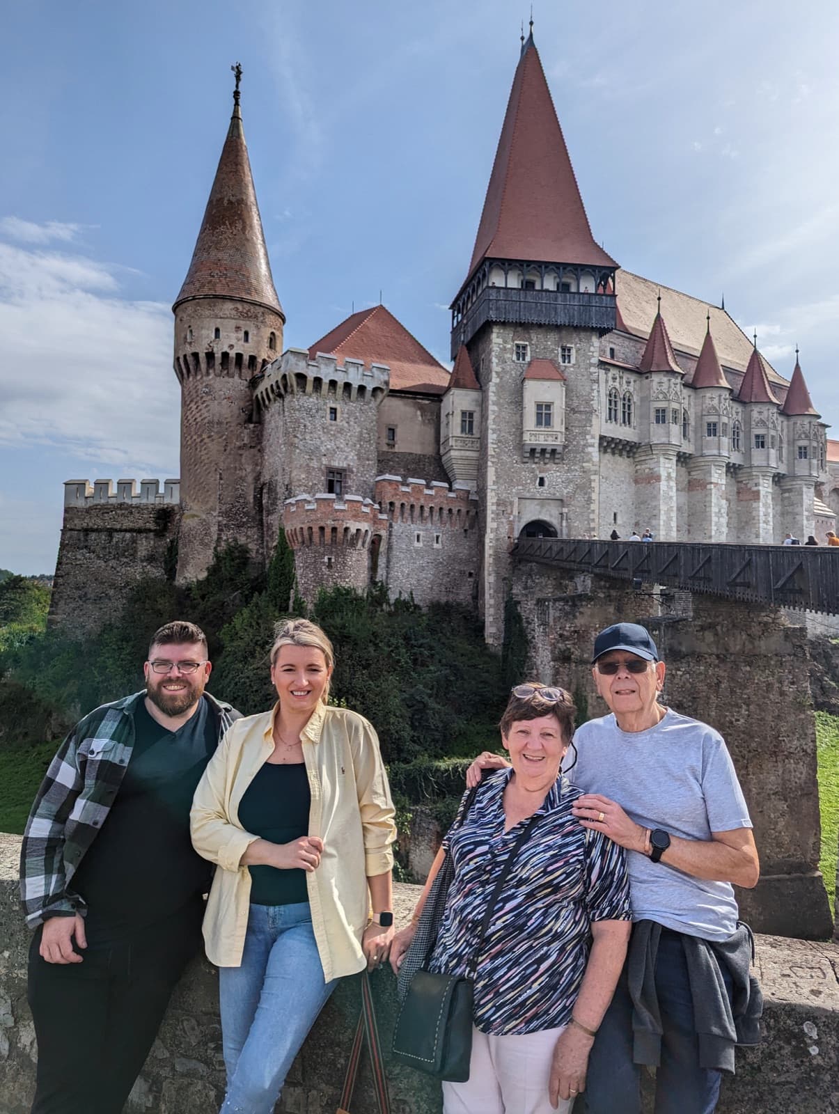 Darragh's parents visiting Corvin Castle with Darragh and Dani in Romania