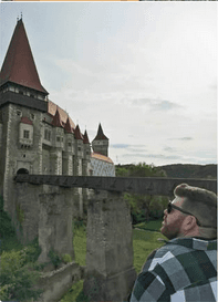 Darragh at Corvin Castle on his first visit to Romania